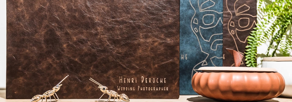 Livres photos haut de gamme de mariage en cuir de Toscane par Dreambooks Pro et Henri Deroche